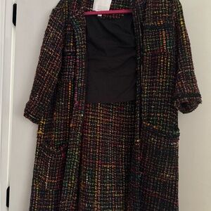 Anthropologie Colorful Tweed Pea Coat